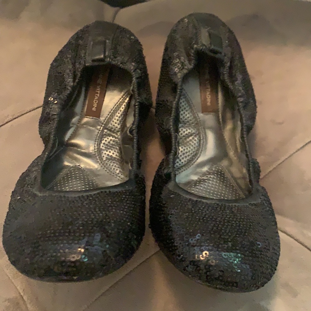Black Sequin Flats